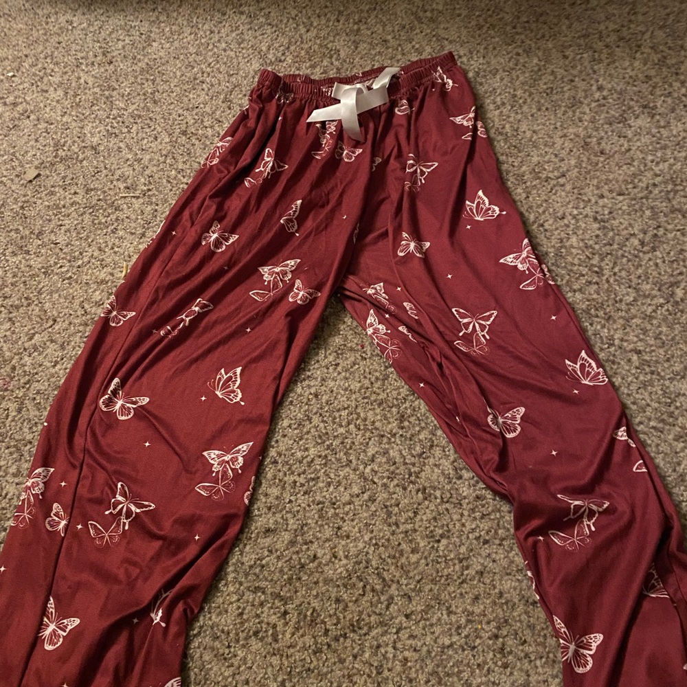 Red Butterfly Print Pajama Pants